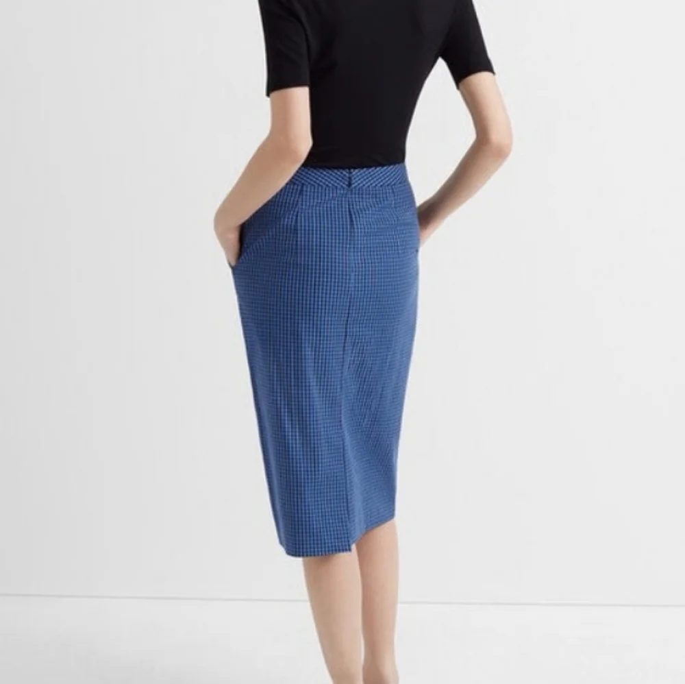 Club Monaco Gingham Pencil Skirt Blue And Black